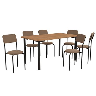 Conjunto Mesa com 6 Cadeiras Kappesberg Crome CMC1002 Preto/Bege