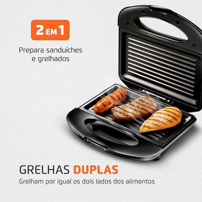 Sanduicheira Grill S-07 800W Potência Mondial Preto / 220V