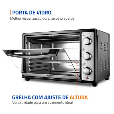 Forno Elétrico 52L Grand Family II Mondial Preto/Inox 1800W - FRN-52-B 127V