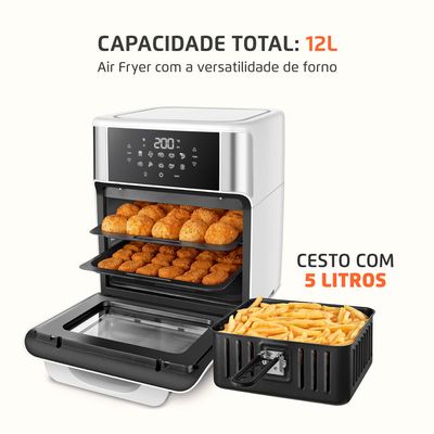 Fritadeira Air Fryer Forno Oven 12L Mondial Branco/Inox 2000W - AFON-12L-WI 127V
