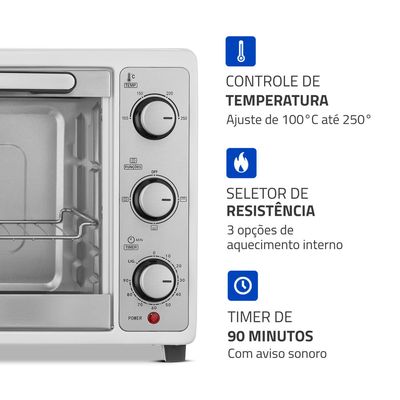 Forno Elétrico 52L Grand Family II Mondial Branco/Inox 1800W - FRN-52-W 220V