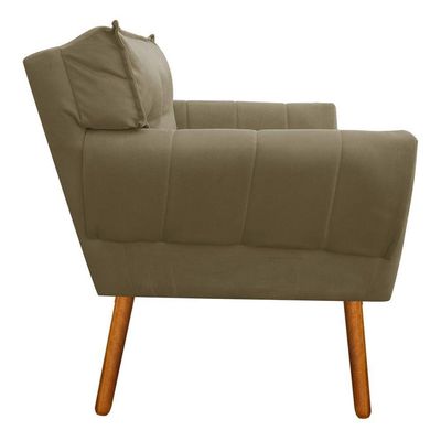 Kit 02 Poltronas Suede Pés Palito Castanho Marrom Rato