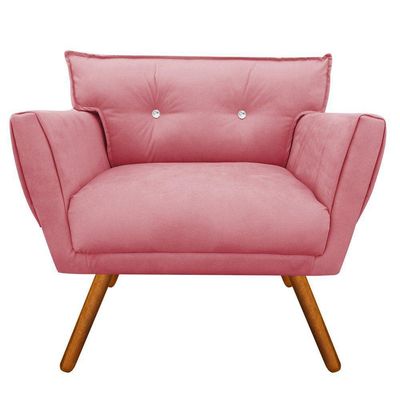 Poltrona Anitta Suede Rose Strass Pés Palito Castanho DRossi