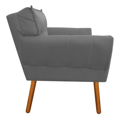 Kit 02 Poltronas Anitta Suede Grafite Pés Palito Castanho