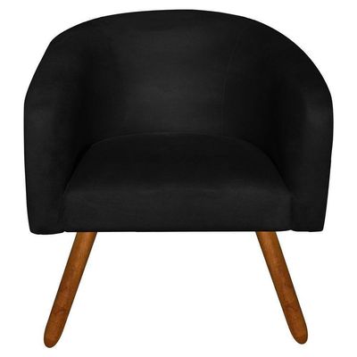 Kit 02 Poltronas Stella Suede Preto Pés Palito Castanho