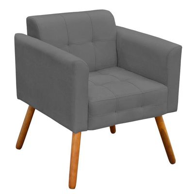 Poltrona Elisa Suede Grafite Pés Palito Castanho D´rossi