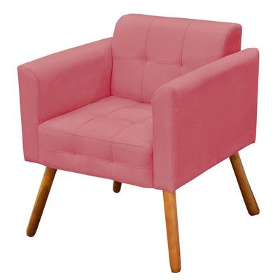 Poltrona Elisa Suede Rose Pés Palito Castanho D´rossi