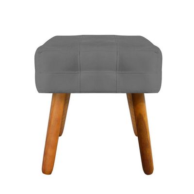 Puff Elisa Suede Grafite Pés Palito Castanho