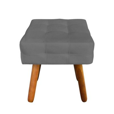 Puff Elisa Suede Grafite Pés Palito Castanho