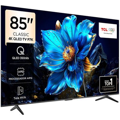 Smart TV TCL 85 Polegadas 4K UHD QLED Google TV - 85P7K Preto / Bivolt