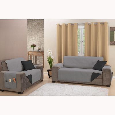 Protetor De Sofá Padrão 2 E 3 Lugares Lugares Classic 100% Poliéster - Cinza