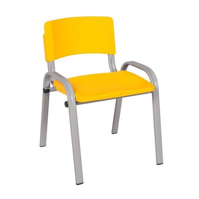 Kit 7 Cadeira Iso Infantil Creche, Escola Base Cinza Amarelo