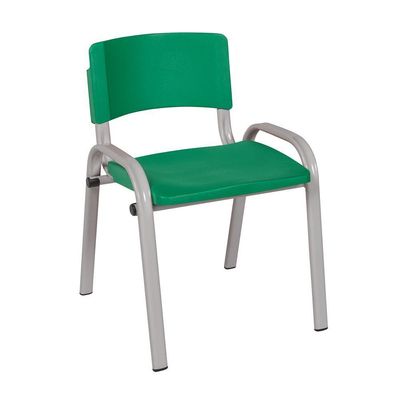 Kit 12 Cadeira Iso Infantil Creche, Escola Base Cinza Verde Escuro