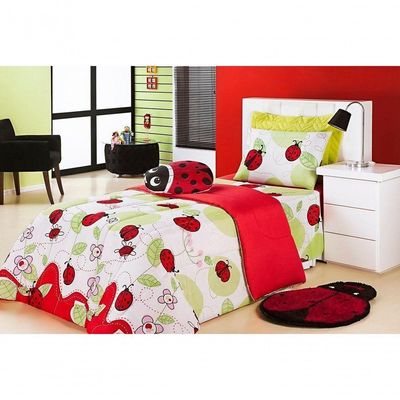 Edredom Estampado Infantil Kids Solteiro 01 Peça Joaninha