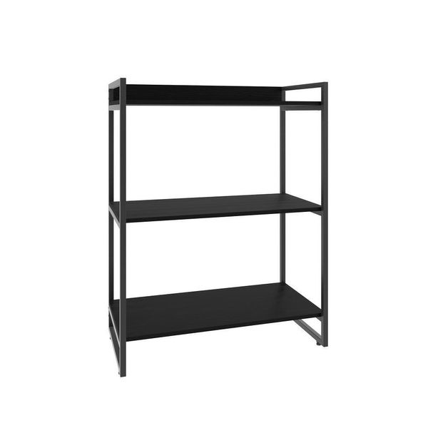 Estante Kuadra 80x40x104cm C/03 Prateleiras Preto ônix / Est.preta Preto ônix / Est.preta