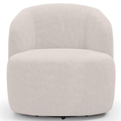 Poltrona Giratória Orgânica Para Sala Living Heidy F04 Bouclê Bege - Lyam Decor