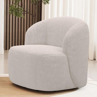Poltrona Giratória Orgânica Para Sala Living Heidy F04 Bouclê Bege - Lyam Decor