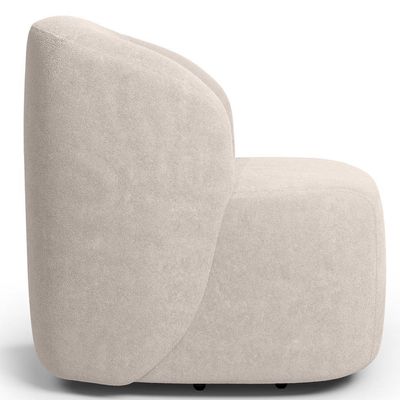 Poltrona Giratória Orgânica Para Sala Living Heidy F04 Bouclê Bege - Lyam Decor