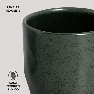 Kit 8 Canecas Arauco Verde Porto Brasil 273ml Xícara de Chá Cerâmica Servir Mesa Posta