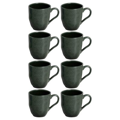 Kit 8 Canecas Arauco Verde Porto Brasil 273ml Xícara de Chá Cerâmica Servir Mesa Posta