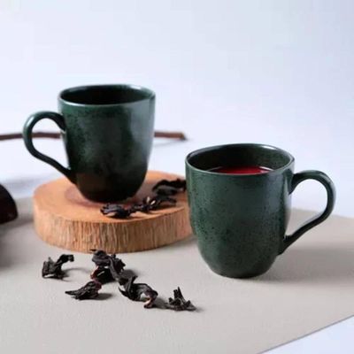 Kit 8 Canecas Arauco Verde Porto Brasil 273ml Xícara de Chá Cerâmica Servir Mesa Posta