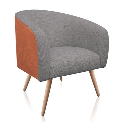 Kit 2 Poltronas Stella Corano Nozes com Linho Cinza Castanho