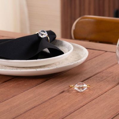 Kit Anel Para Guardanapos Cristalino 4cm X 3cm Argola - Dourada