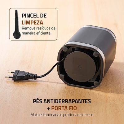 Moedor de Café Dolce Arome Mondial Preto/Inox 180W - MCF-01-BI 127V