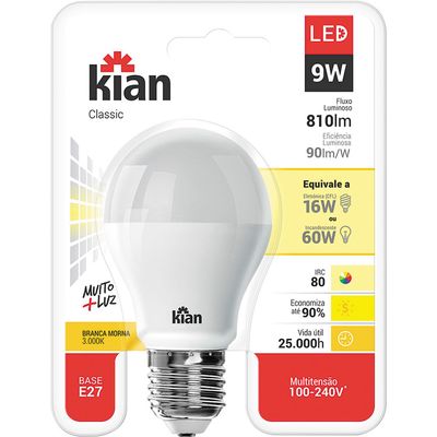 Kit 10 Lâmpadas Led 9W Kian Amarela Bivolt Bivolt