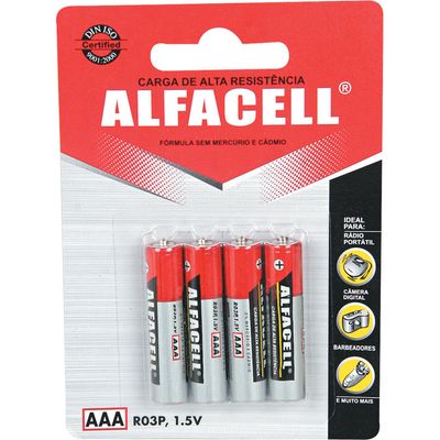 Kit 20 Cartelas Pilha Palito com 4 Unidades R03P4B Alfacell