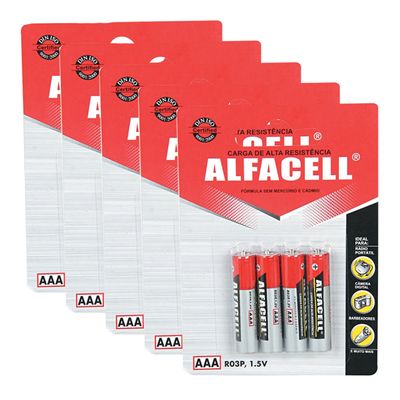 Kit 20 Cartelas Pilha Palito com 4 Unidades R03P4B Alfacell