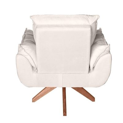 Poltrona Cadeira Glamour Opala Com Base Giratória 30cm Em Madeira bege