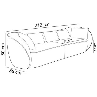 Sofá 3 Lugares Para Sala Living Orgânico 212cm Eça P08 Linho Itacaré Bege - Lyam Decor
