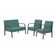 Conjunto Poltronas Jade Braço Madeira Suede Turquesa.