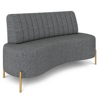 Sofá 2 Lugares 135cm Pés Aço Dourado Tamar Linho Grafite Z08 - Mpozenato