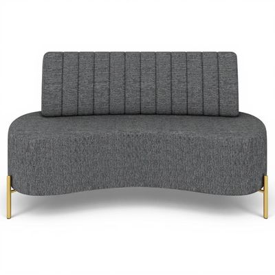 Sofá 2 Lugares 135cm Pés Aço Dourado Tamar Linho Grafite Z08 - Mpozenato
