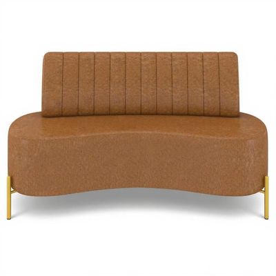 Sofá 2 Lugares 135cm Pés Aço Dourado Tamar Sintético Camel Z08 - Mpozenato