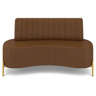 Sofá 2 Lugares 160cm Pés Aço Dourado Tamar Sintético Marrom Z08 - Mpozenato