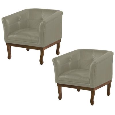Kit 2 Poltronas Decorativa Noah Couro Fendi
