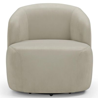 Kit 02 Poltronas Giratória Orgânica Para Sala Living Heidy F04 Veludo Bege - Lyam Decor
