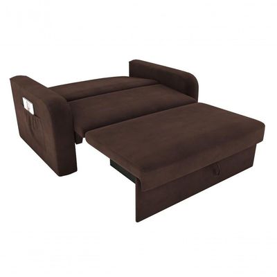 Sofá Cama 2 Lugares Compacto Com Baú 145 Larg Daiane Matrix Suede Marrom