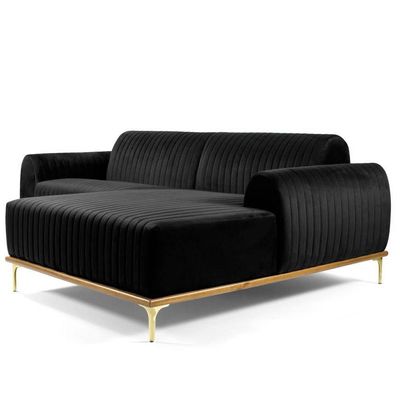 Sofá 4 Lugares com Chaise Base de Madeira Euro 265 Cm Preto