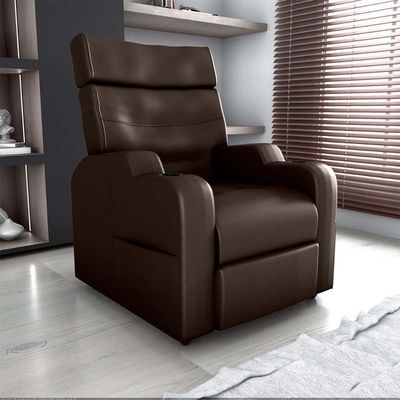 Poltrona Do Papai Reclinável Premium Com Porta Copos E Porta Controle Toro Matrix Sintetico Marrom
