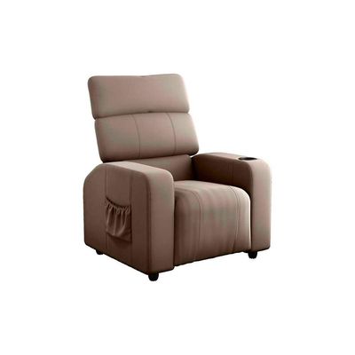 Poltrona Do Papai Reclinável Com Porta Copos Pulse Matrix Veludo Capuccino