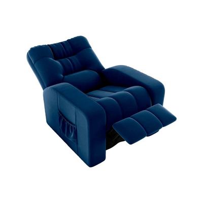 Poltrona Do Papai Reclinavel Para Descanço Azera Matrix Veludo Azul