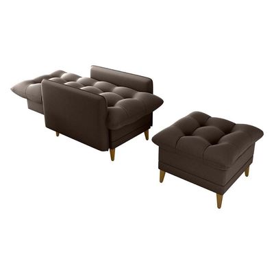 Poltrona De Amamentação Com Puff Luxo Confortável Montreal Matrix Suede Marrom