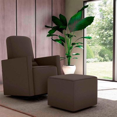 Poltrona De Amamentação Com Balaço E Puff Premium Annecy Matrix Suede Marrom