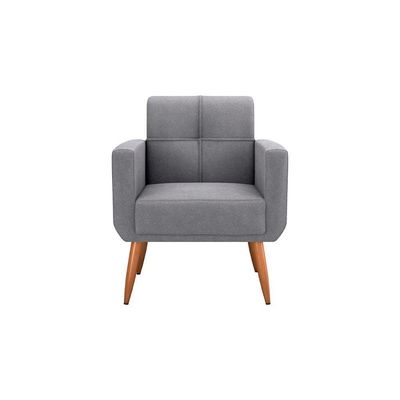 Poltrona Cadeira Com Puff Para Descanço Acabamento Premium Havana Matrix Boucle Cinza