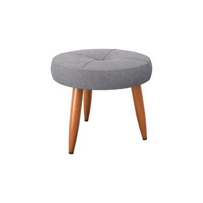 Poltrona Cadeira Com Puff Para Descanço Acabamento Premium Havana Matrix Boucle Cinza