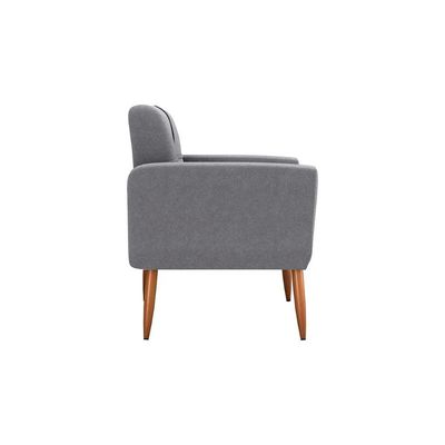 Poltrona Cadeira Com Puff Para Descanço Acabamento Premium Havana Matrix Boucle Cinza